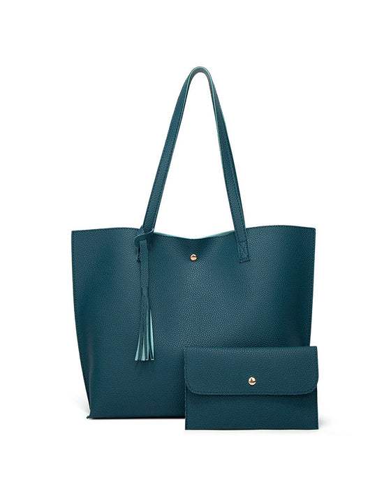 Capacité avec sac à bandoulière à pampilles de couleur unie avec grand