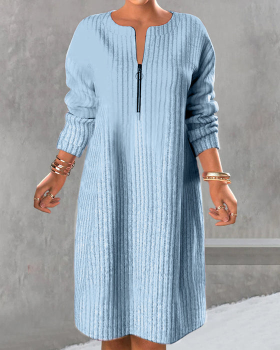 Robe unie avec fermeture éclair