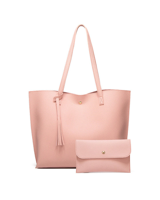 Capacité avec sac à bandoulière à pampilles de couleur unie avec grand