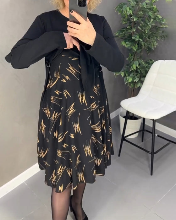 Robe décontractée à imprimé ample avec col rond