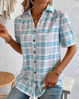 Chemisier à col revers à carreaux