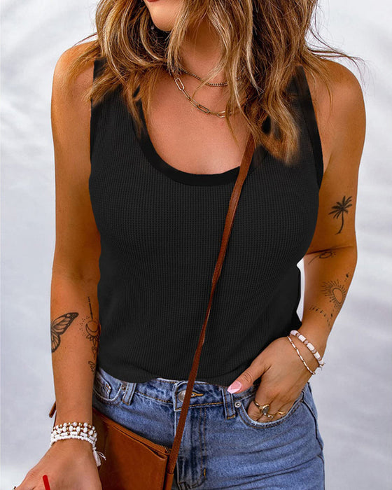 Débardeur col U de couleur unie