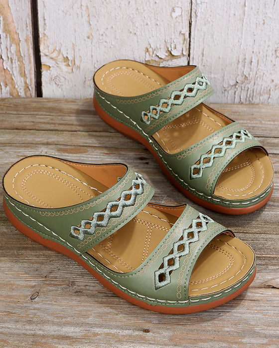 Sandales à plateforme de couleur unie