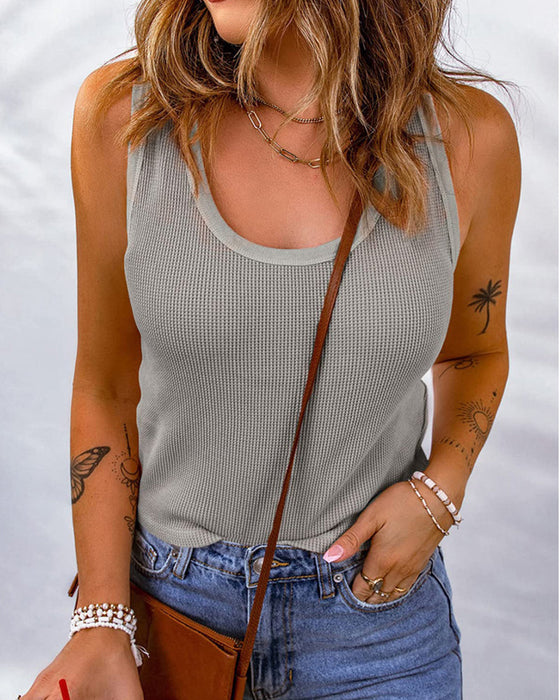 Débardeur col U de couleur unie