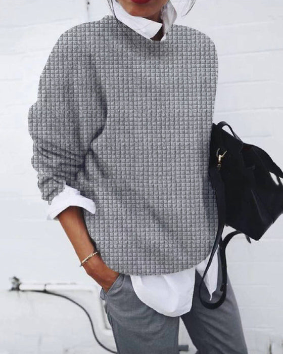 Sweat-shirt col rond de couleur unie