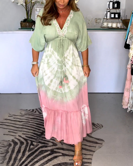 Robe col V avec imprimé dégradé