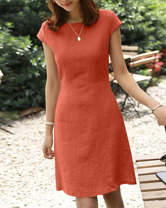 Robe Solid Color en coton et lin
