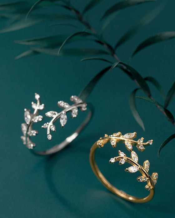 Bagues pour femmes, anneau de feuille d'extérieur à la mode