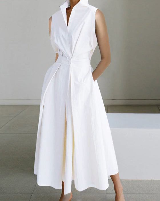 Robe de mode sans manches à col montant