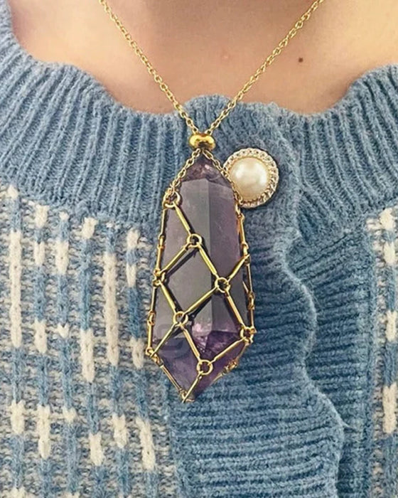 Collier porte-pierre en cristal