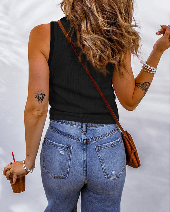 Débardeur col U de couleur unie