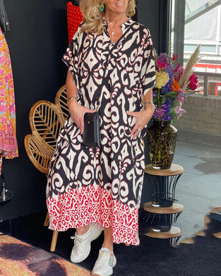 Robe col V imprimée