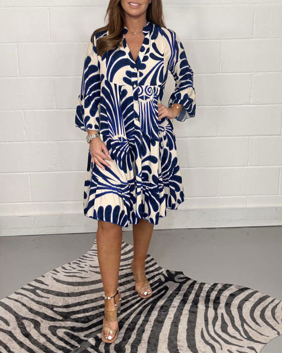 Robe décontractée à col en V imprimée