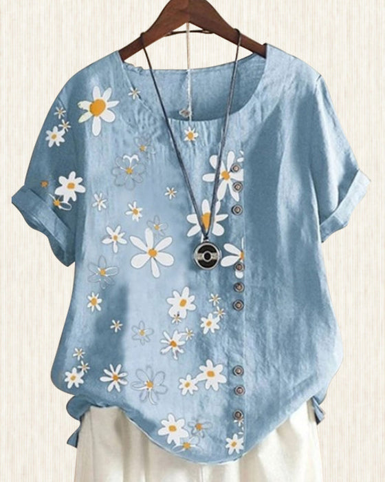 Chemisier ample à manches courtes en coton