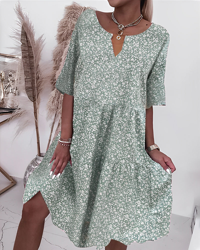 Robe En Coton Ajourée À Manches Mi-Longues