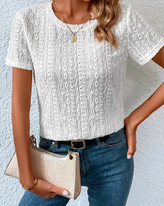 T-shirt col rond de couleur unie