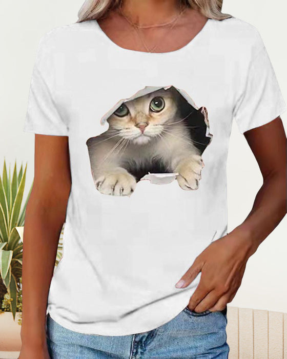 T-shirt avec imprimé chat