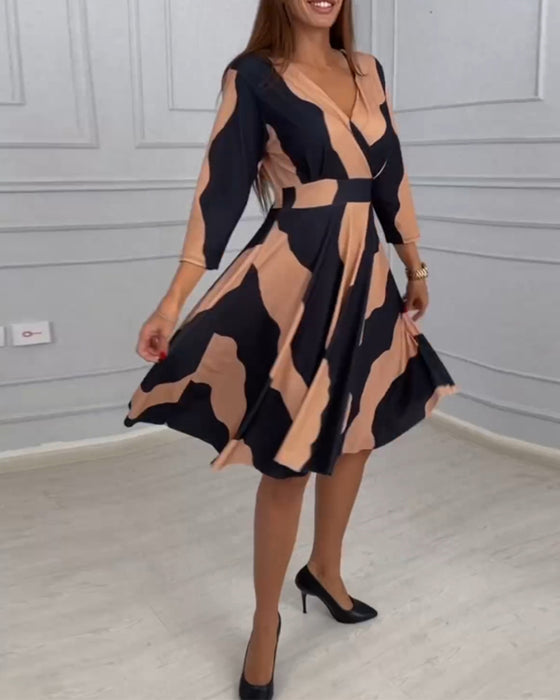 Robe vintage A-line avec imprimé