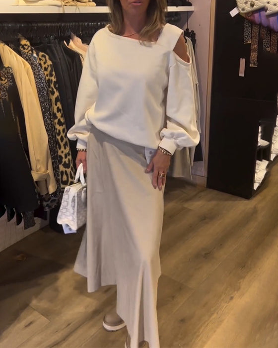 Sweat-shirt simple à épaules dénudées