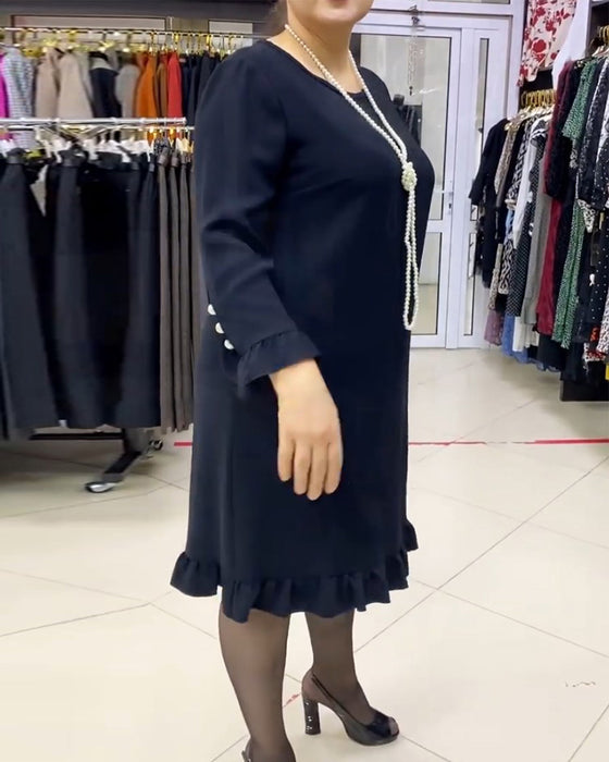 Robe unie à volants patchwork