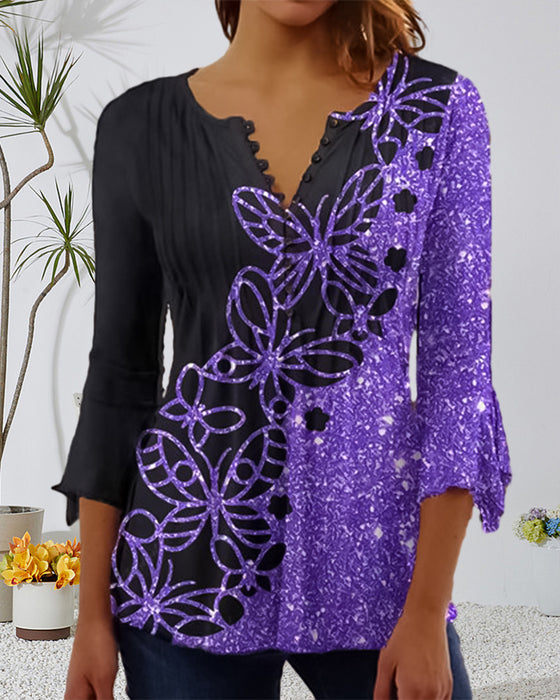 Haut imprimé à col en V