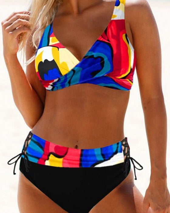 Bikini rayé multicolore