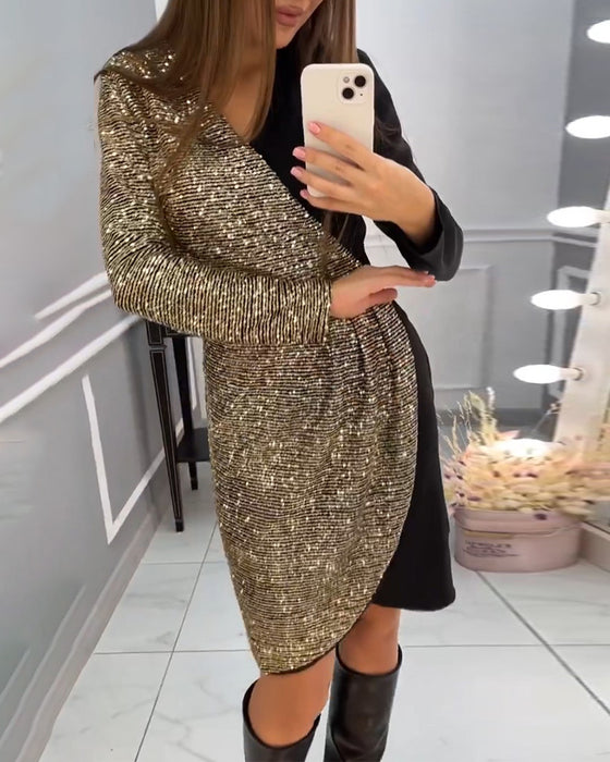 Robe à double patchwork et paillettes