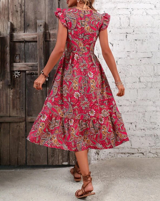 Robe imprimée à col en V