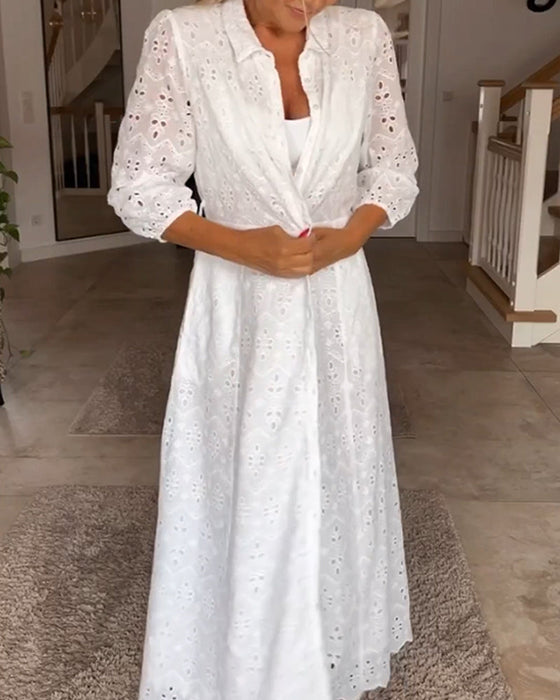 Robe mi-longue chic à manches 3/4
