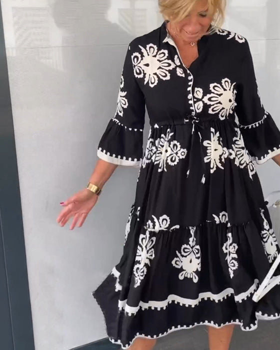 Robe à imprimé floral et manches 3/4