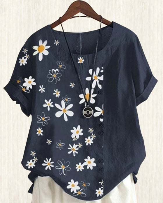 Chemisier ample à manches courtes en coton