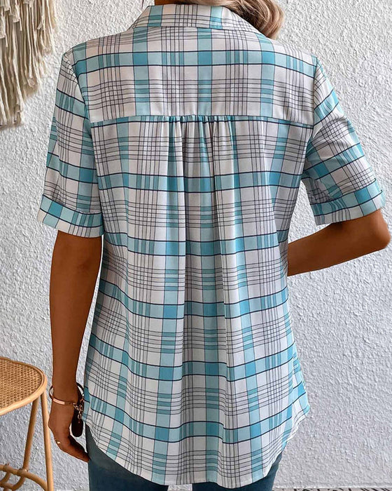 Chemisier à col revers à carreaux