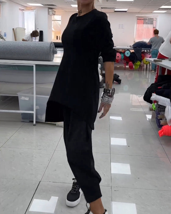 Sweat-shirt mi-long col rond