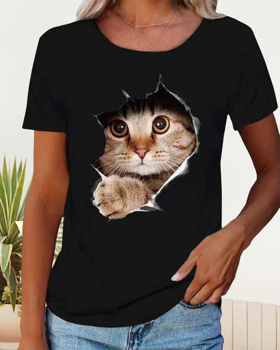 T-shirt avec imprimé chat