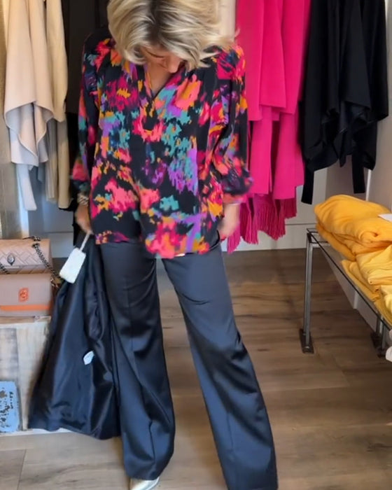 Blouse élégante à manches longues imprimée