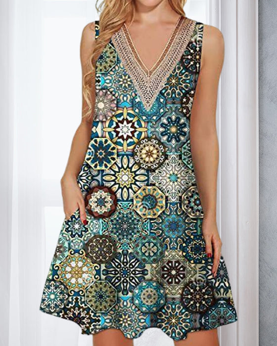 Robe décontractée sans manches à col en V