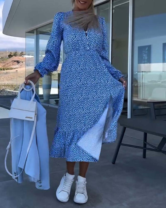 Robe patchwork fleurie col V