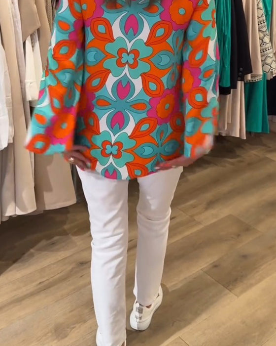 Blouse imprimée ample et polyvalente