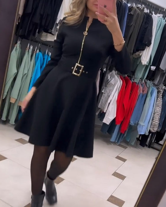 Robe simple de couleur unie à fermeture éclair