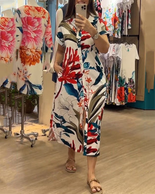 Robe à manches courtes et motif imprimé