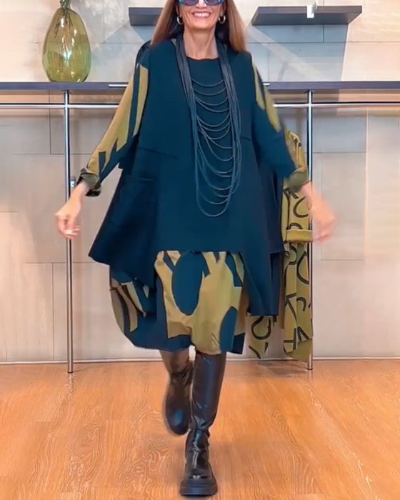 Robe avec imprimé et col rond