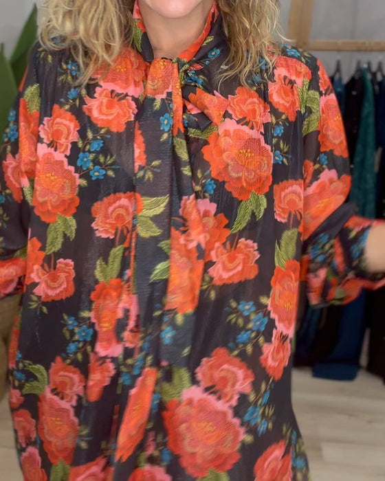 Blouse à motif fleuri et coupe ample