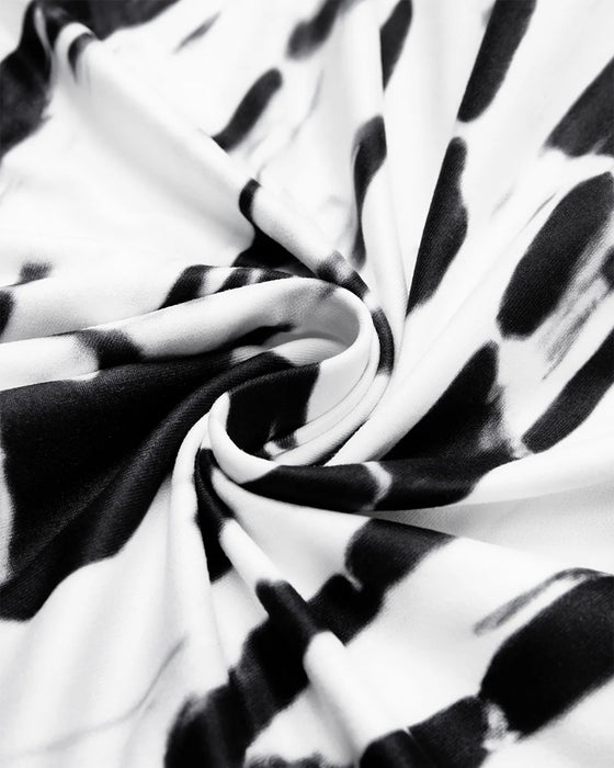 Robe col V boutonnée imprimée