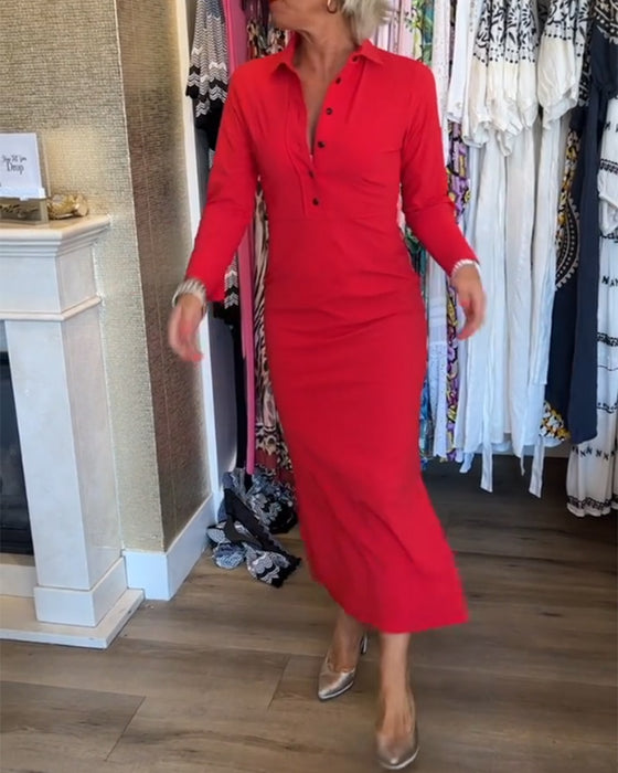 Robe élégante fendue de couleur unie