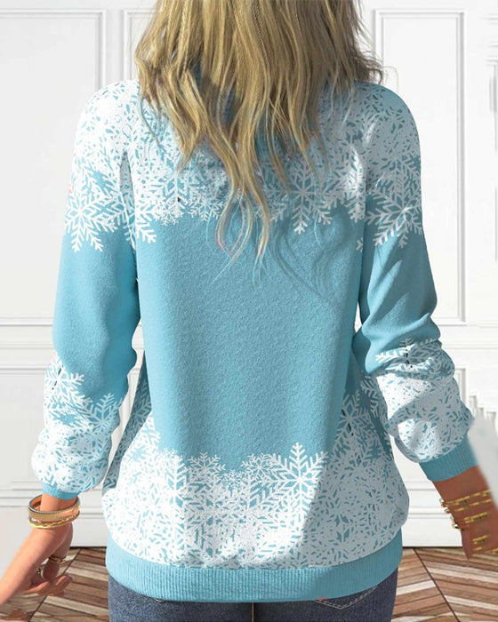 Sweat-shirt avec imprimé bonhomme de neige et col montant