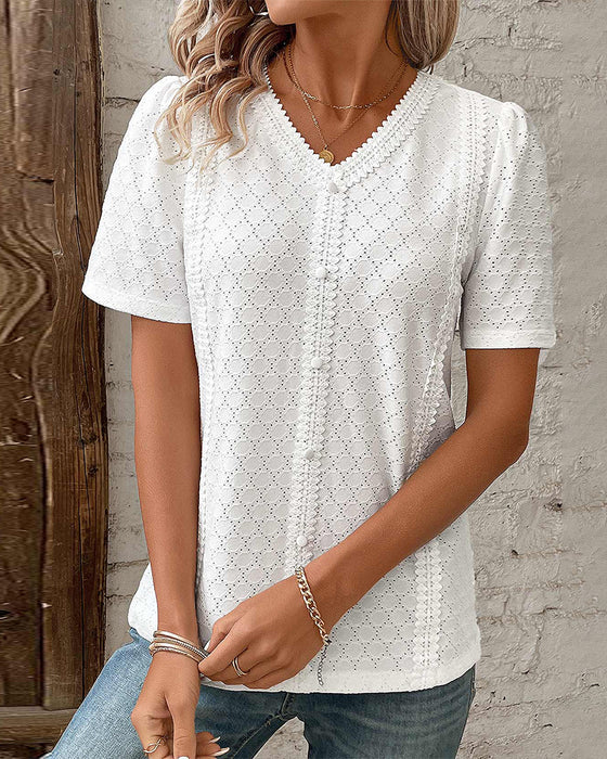 Top à manches bulles de couleur unie