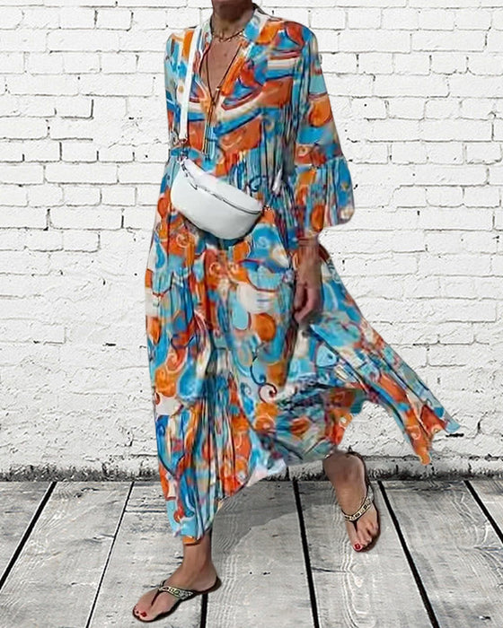 Robe à manches volantées et col en V