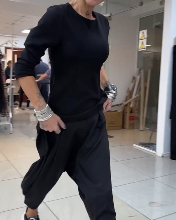 Sweat-shirt mi-long col rond