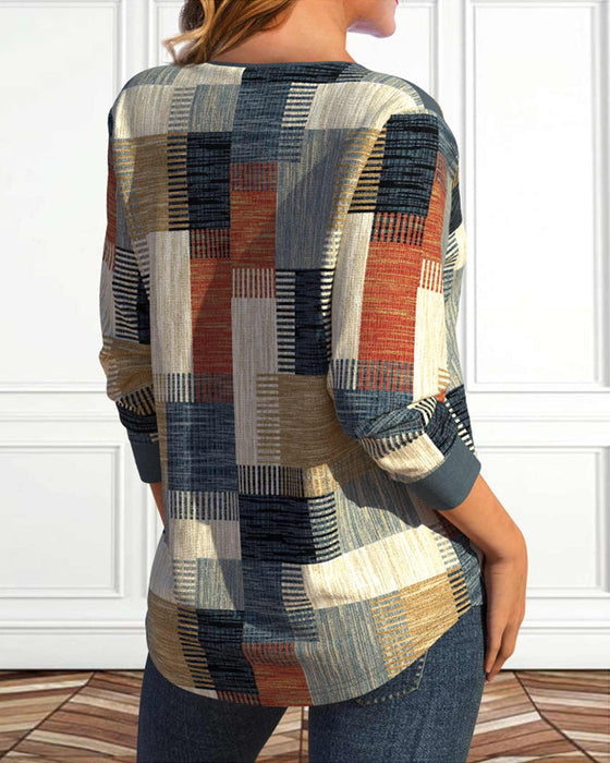 Haut à imprimé géométrique à lacets