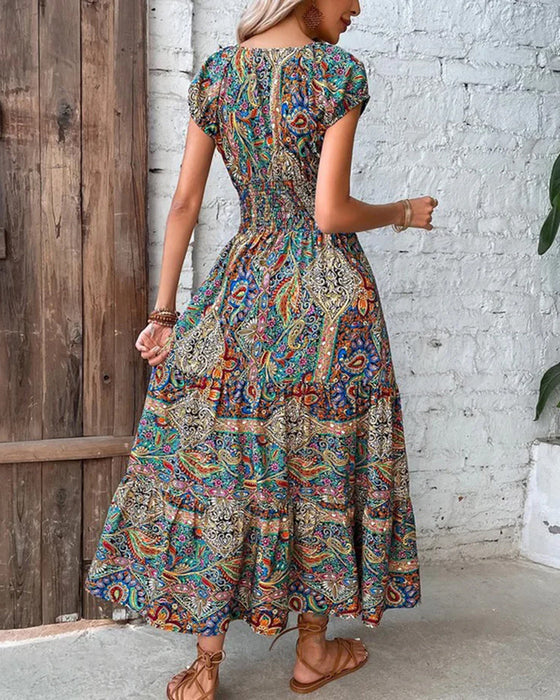 Robe élégante à imprimé vintage